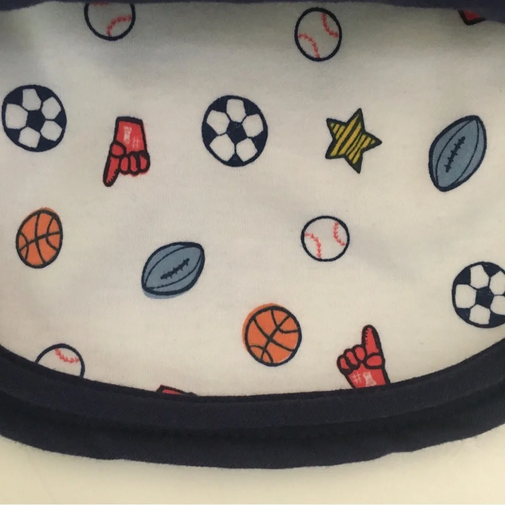 NEW Bib Set 5 pk 0-9M Baseball and Sports Theme | Duck Duck Goose